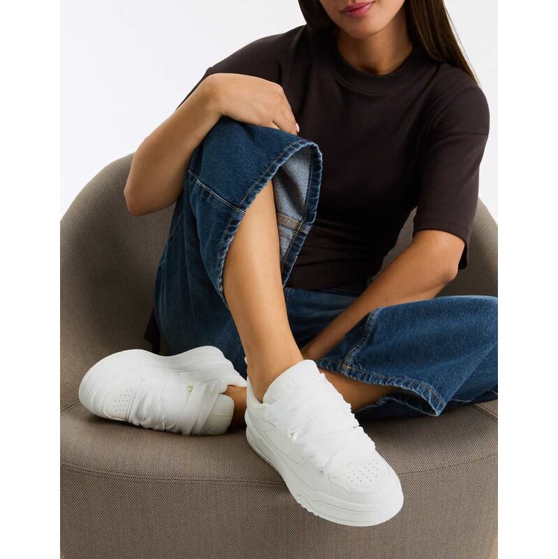 Bershka Chunky skate trainers in white