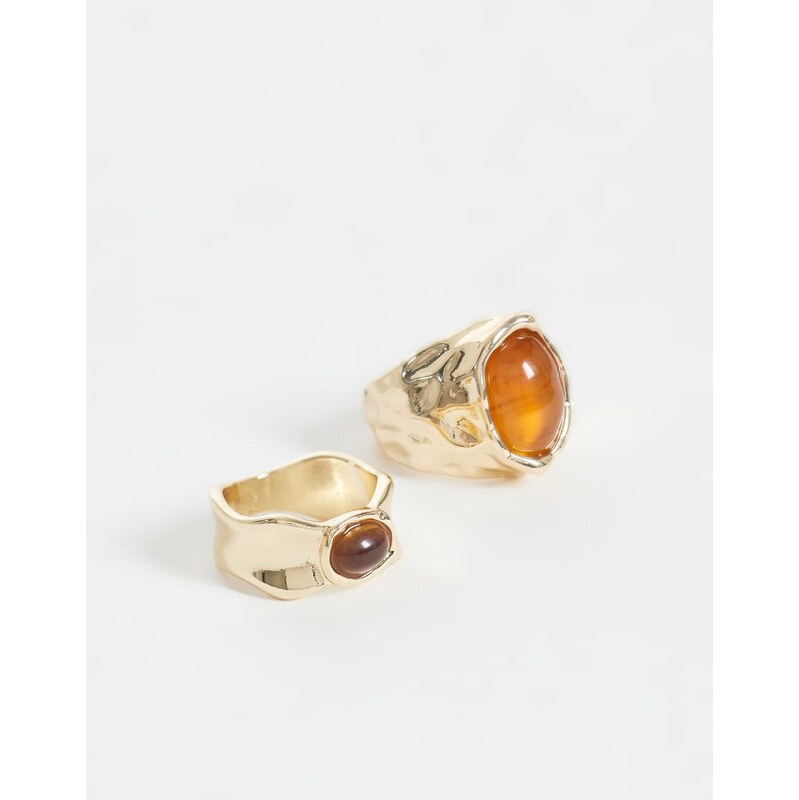 Reclaimed Vintage 2 moltern pack tigers eye stone in gold