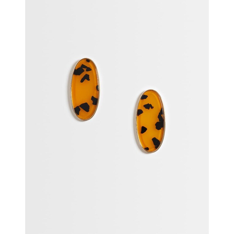 ASOS DESIGN extra large studs with tortoise-shell print-Brown