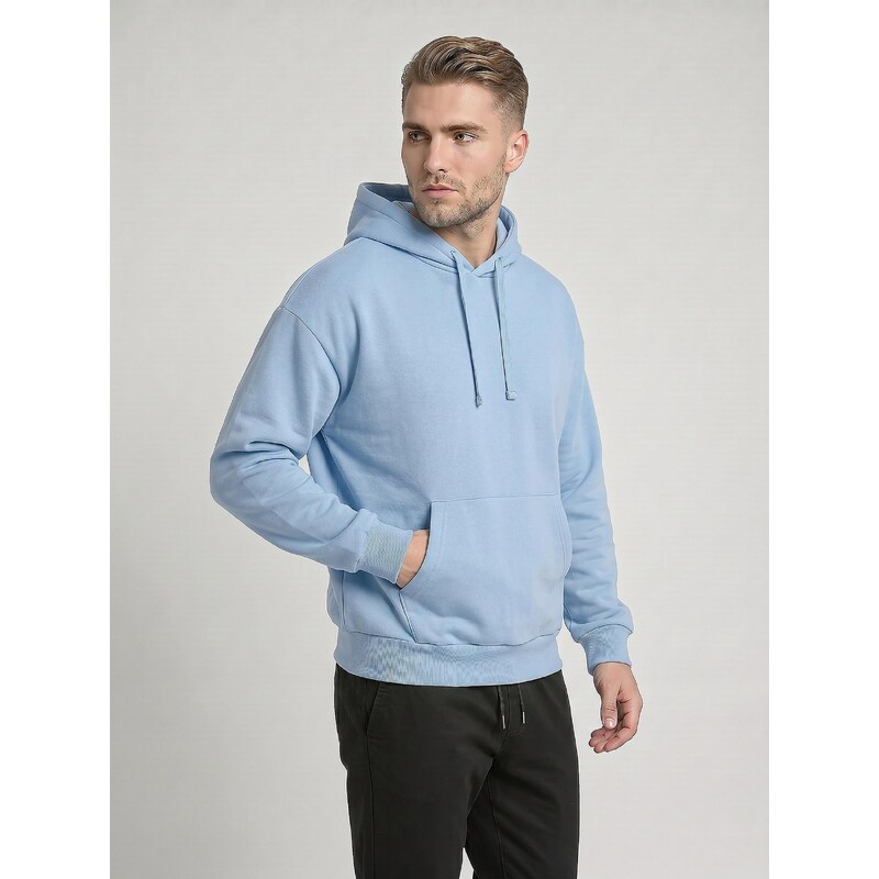 Sinsay - Mikina s kapucí comfort fit s příměsí bavlny - světle