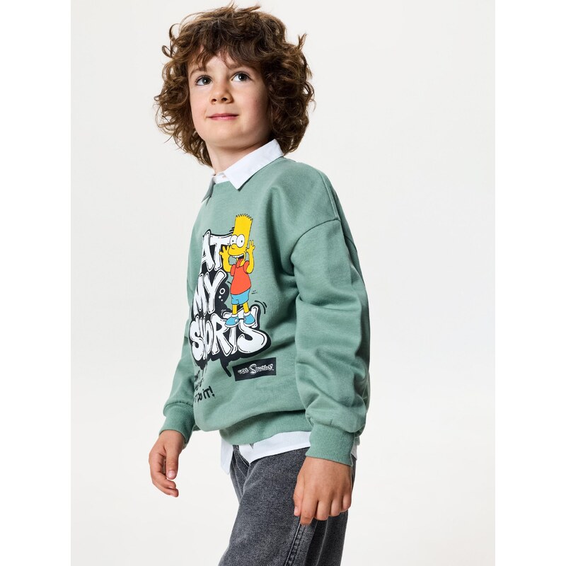 Sinsay - Bavlněná mikina crewneck s potiskem The Simpsons -