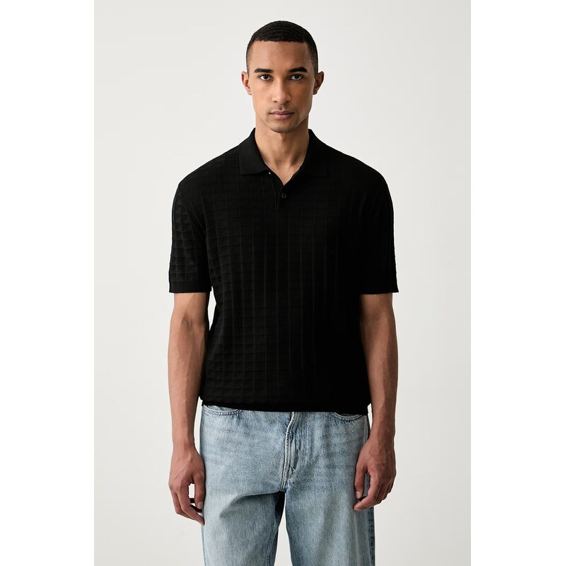 Armani Exchange svetrové polo pánské s viskózou