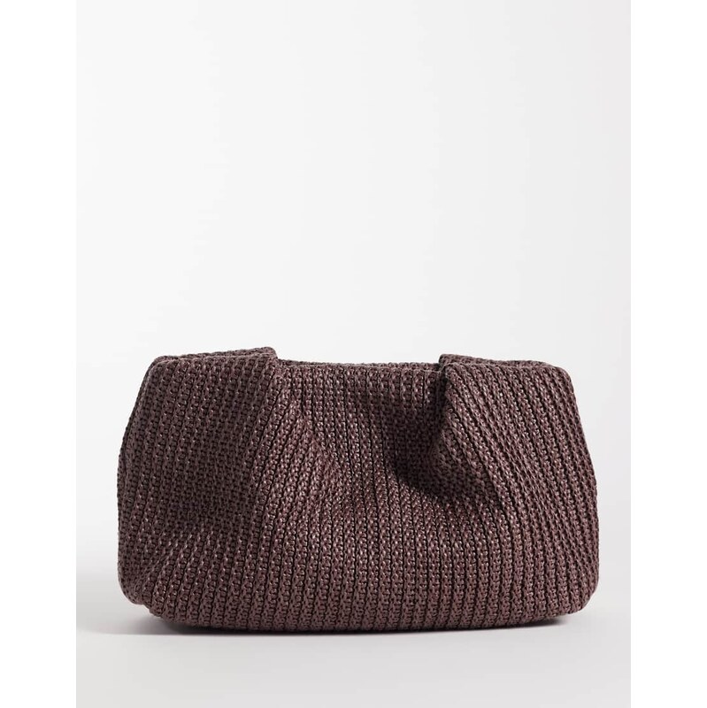Glamorous straw clutch bag in dark brown