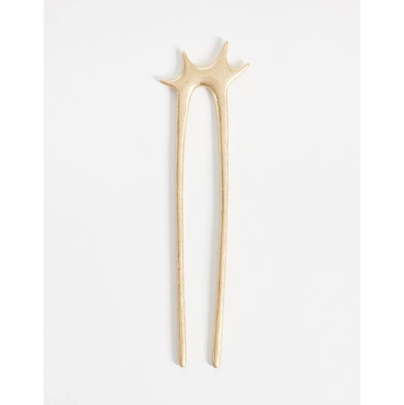 Weekday spikey hair pin in worn gold