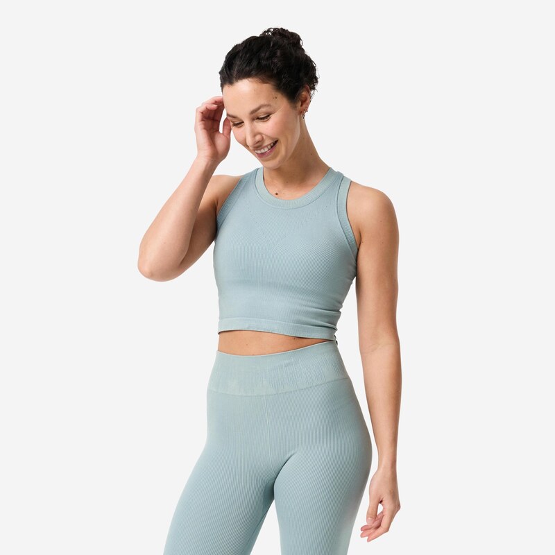 DECATHLON Dámské žebrované tílko se všitou podprsenkou