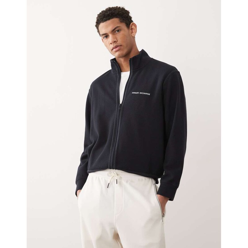 Armani Exchange zip up sweatshirt with chest logo in navy
