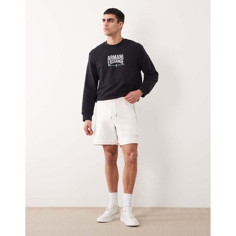 Armani Exchange shorts in cream-White