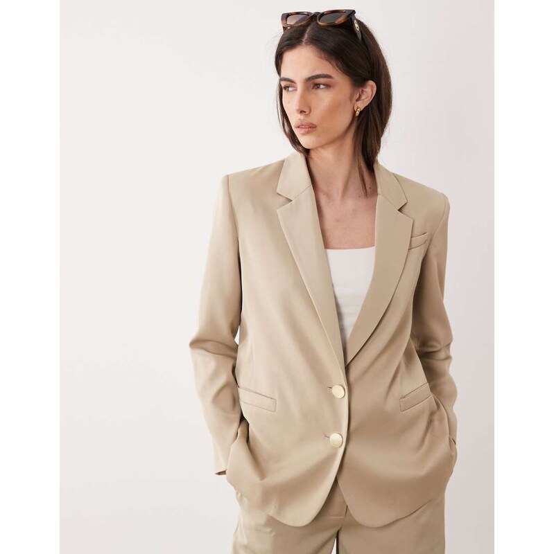 Armani Exchange chain detail co-ord blazer in taupe-Brown