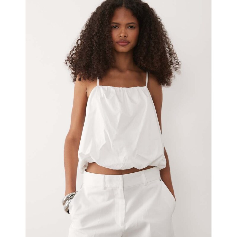 Armani Exchange puff ball co-ord top in white