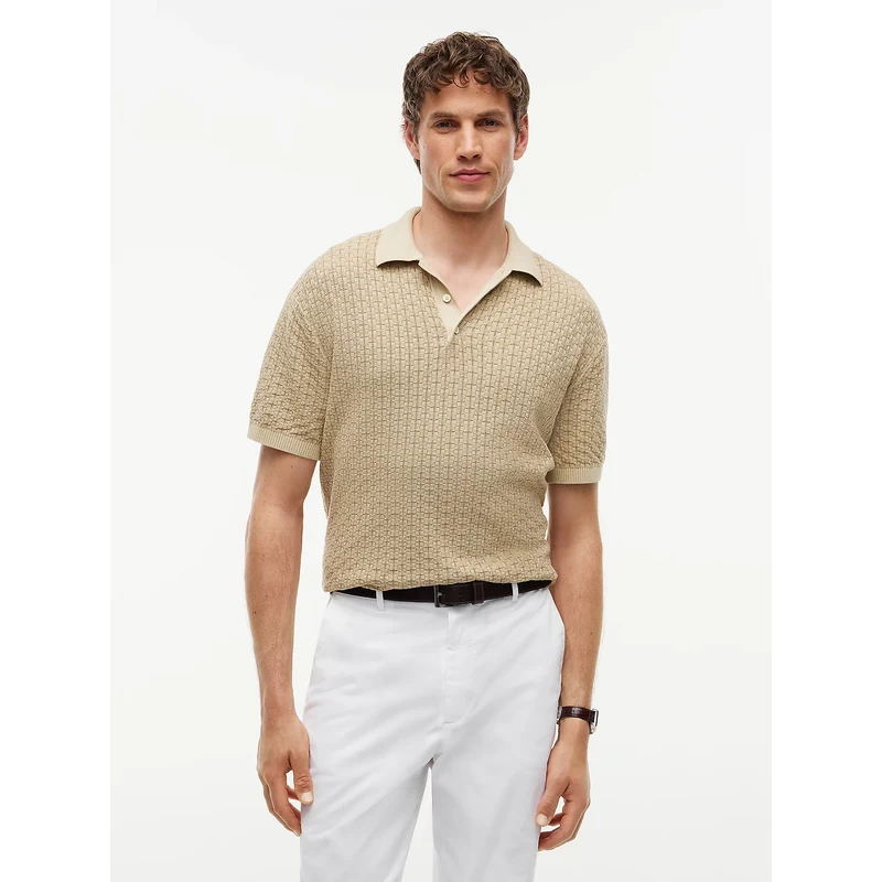 Tommy Hilfiger pánské béžové polo tričko