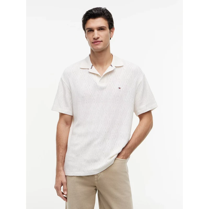 Tommy Hilfiger pánské krémové polo tričko