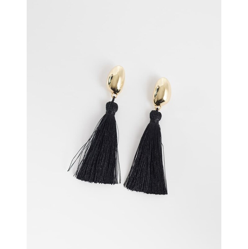 Accessorize black tassel drop earrings in gold