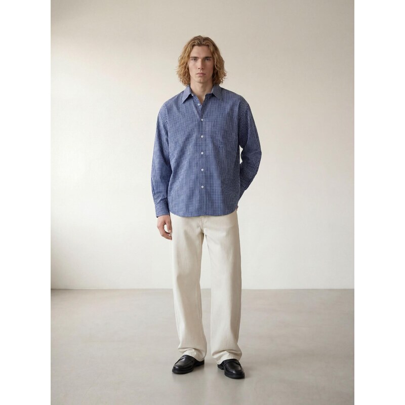 ARMIE Košile The Carl Blue Check Loose Shirt modrá
