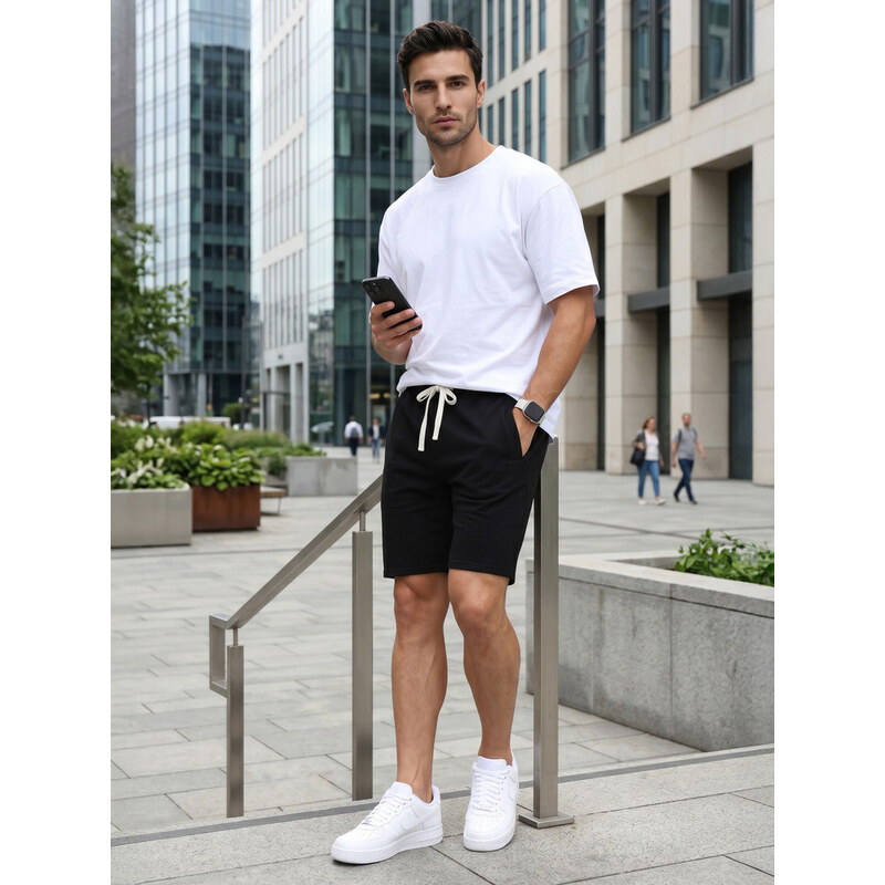 Spodenki męskie dresowe ze czarne model 22278499 - FashionStreet