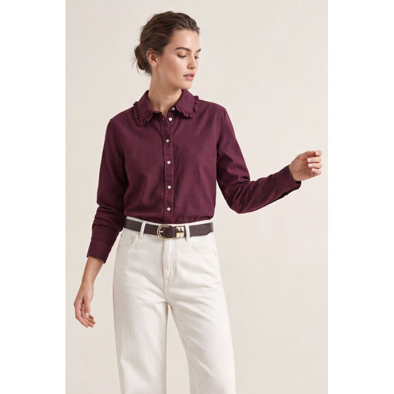 KOŠILE GANT REG CLASSIC OXFORD FRILL BLOUSE DARKENED WINE