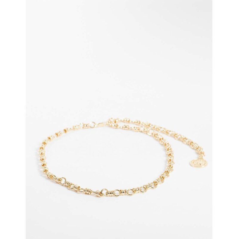 ASOS DESIGN chain belt with coin detail in gold