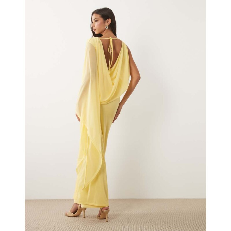 ASOS DESIGN mesh asymmetric blouson maxi dress with extreme