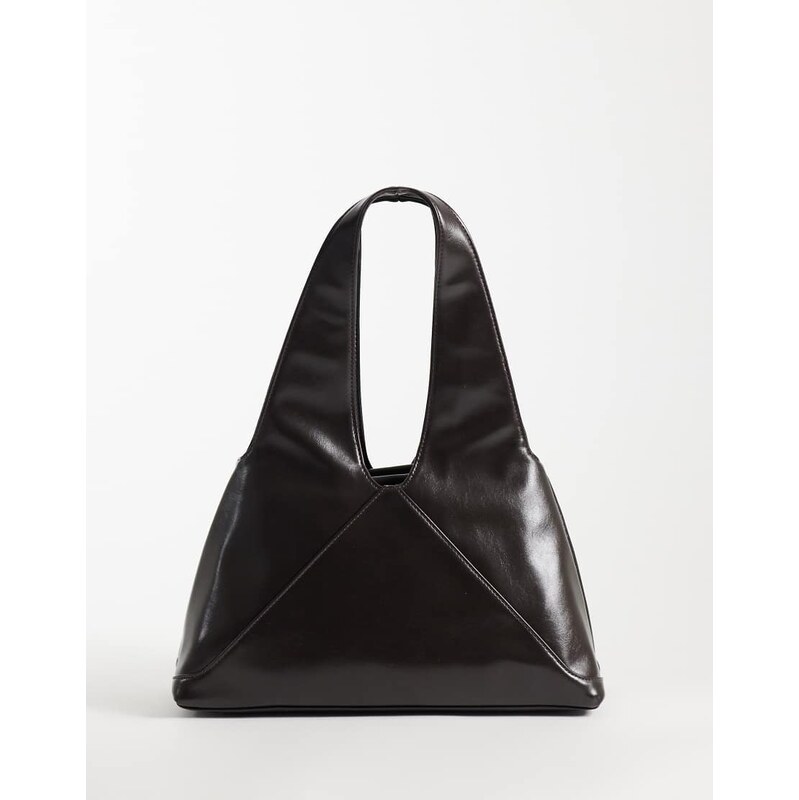 ASOS DESIGN trapeze tote bag with inner pouch in chocolate-Black