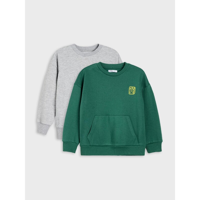 Sinsay - Mikiny crewneck s podílem bavlny 2 pack - oranžová