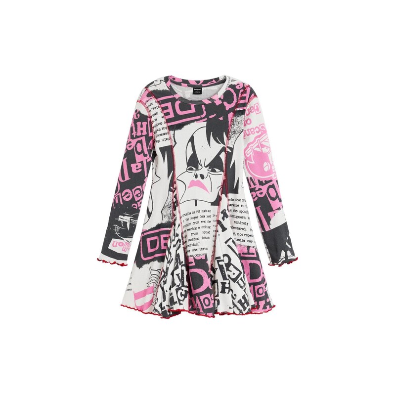 Desigual Šaty Cruella Disney světle růžová / černá / bílá