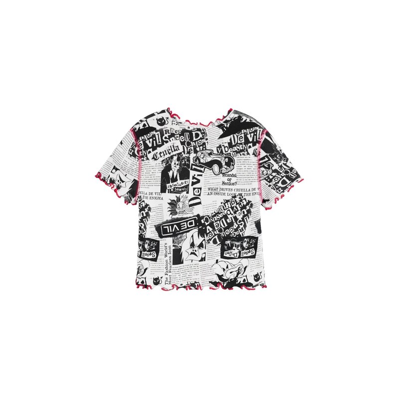 Desigual Tričko Cruella Disney červená / černá / bílá