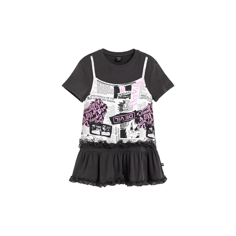 Desigual Tričko Cruella Disney růžová / černá / bílá