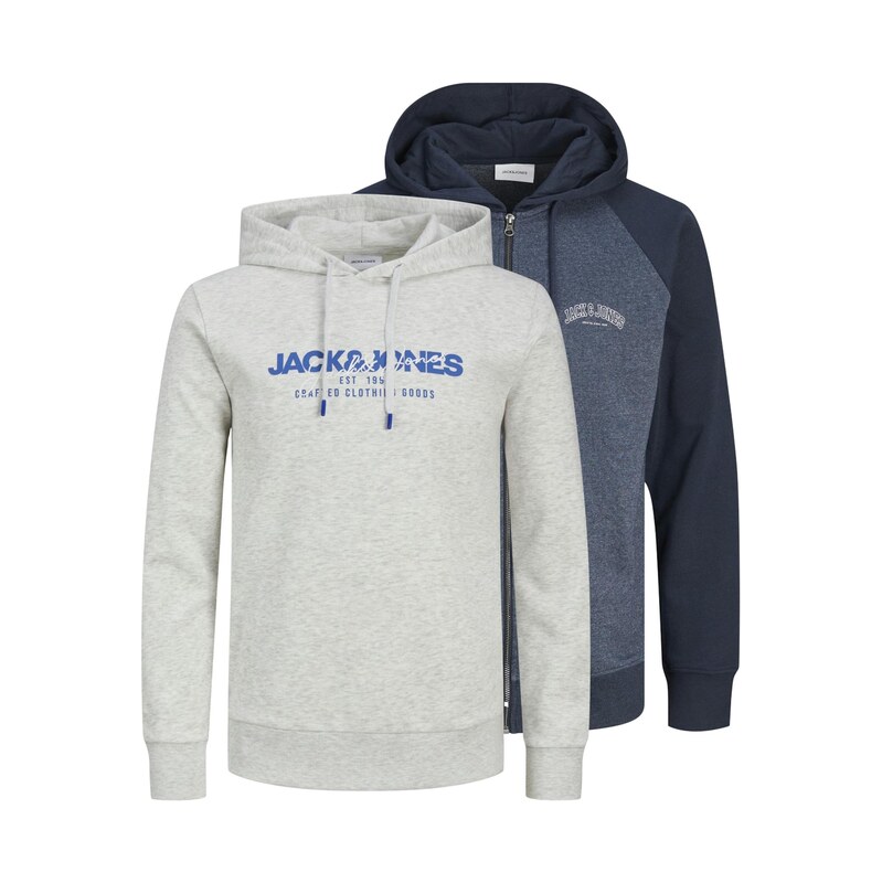 JACK & JONES Mikina Ricky námořnická modř / čedičová šedá