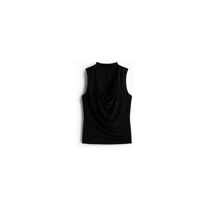 H&M - Řasený top se stojáčkem - Černá