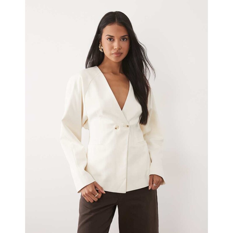 ASOS DESIGN Tailored batwing double breasted blazer in white