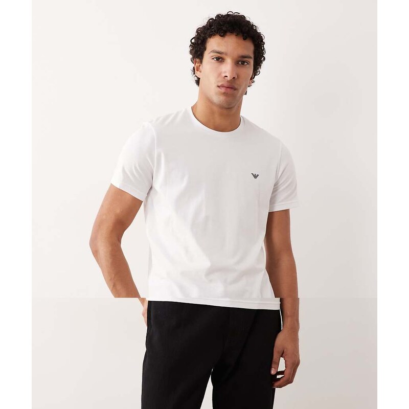 Emporio Armani Bodywear 2 pack logo t-shirts in blue and white