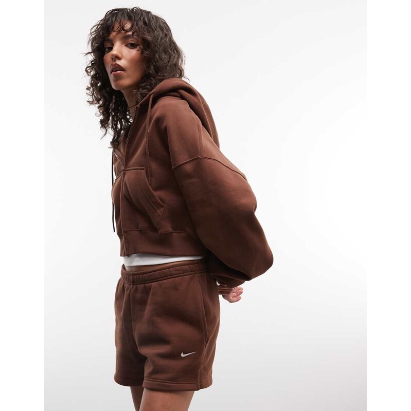 Nike Studio Fleece mid-weight short in brown