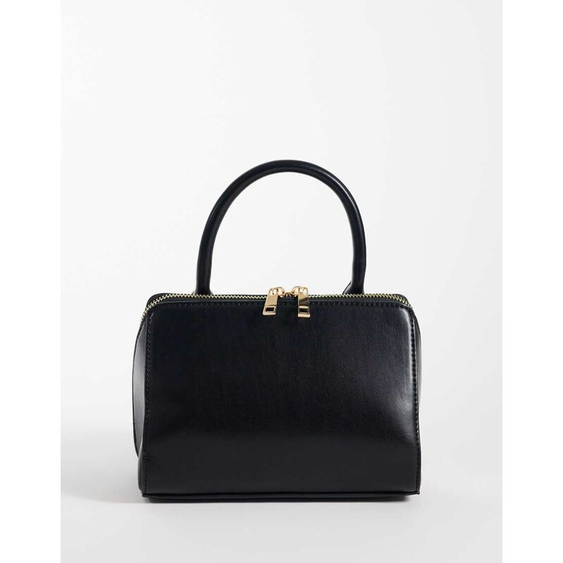 Glamorous top handle box bag in black
