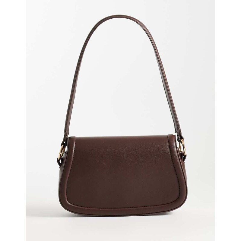Glamorous shoulder saddle bag in brown