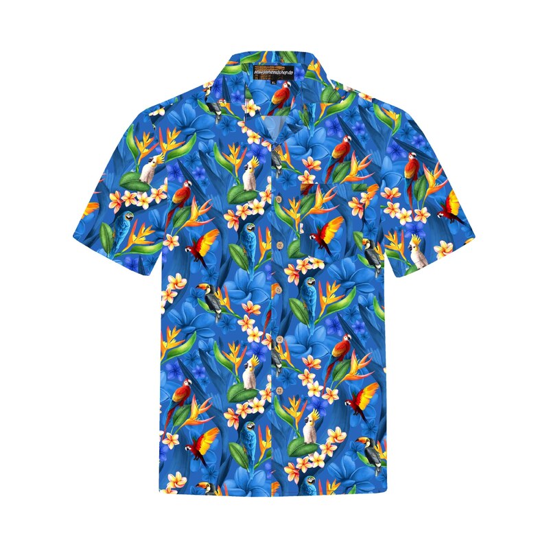 Hawaiihemdshop.de Košile Hawaiihemd Flower Parrots (blue) modrá