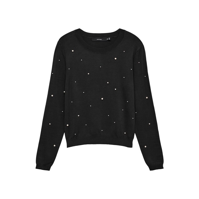 VERO MODA Svetr VMNEWGLORY černá / perlově bílá
