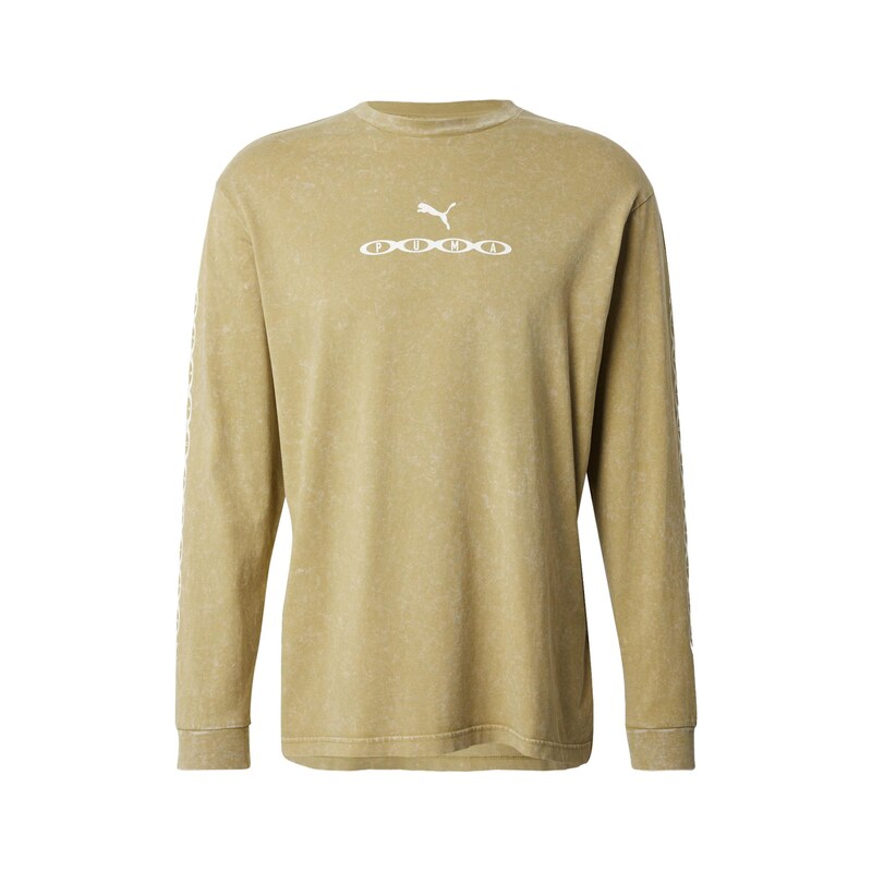 PUMA Tričko olivová / bílá