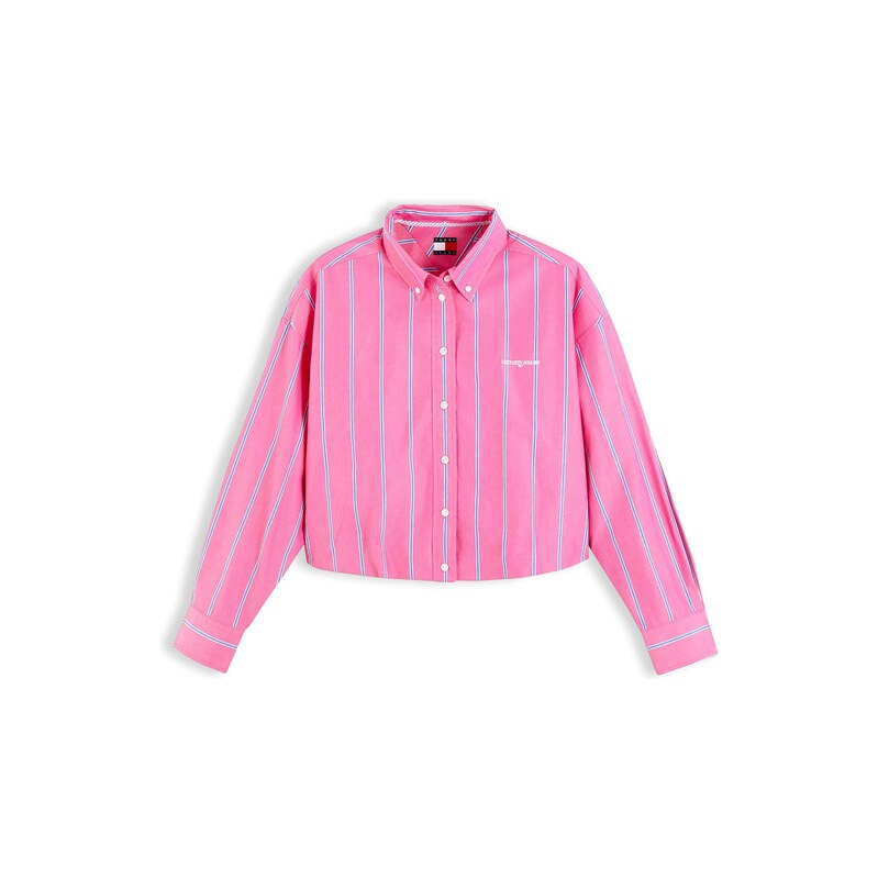 Tommy Jeans Halenka nebeská modř / pink / bílá