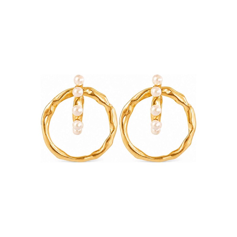 RteRme Náušnice Two-Way Pearl Gold Hoop Earrings zlatá