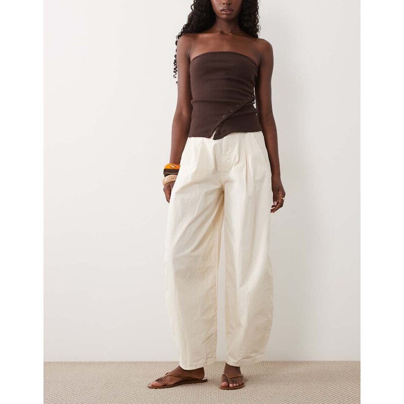 ASOS DESIGN seam detail balloon trouser in stone-Neutral