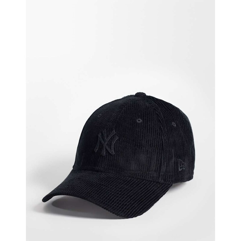 New Era NY Yankees logo womens 9forty tonal cord cap in black