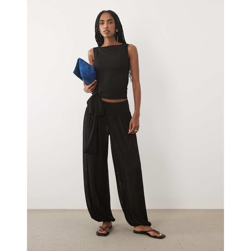 ASOS DESIGN sheer co-ord trouser in black
