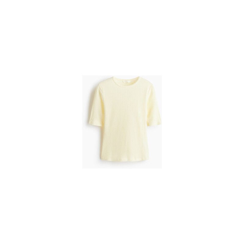 H&M - Tričko z ažurového žerzeje - Světle Žlutá