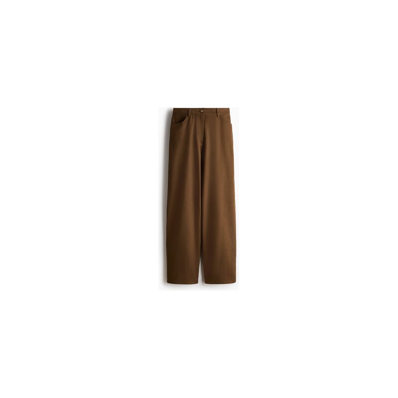 H&M - Kalhoty z lněné směsi - Hnědá