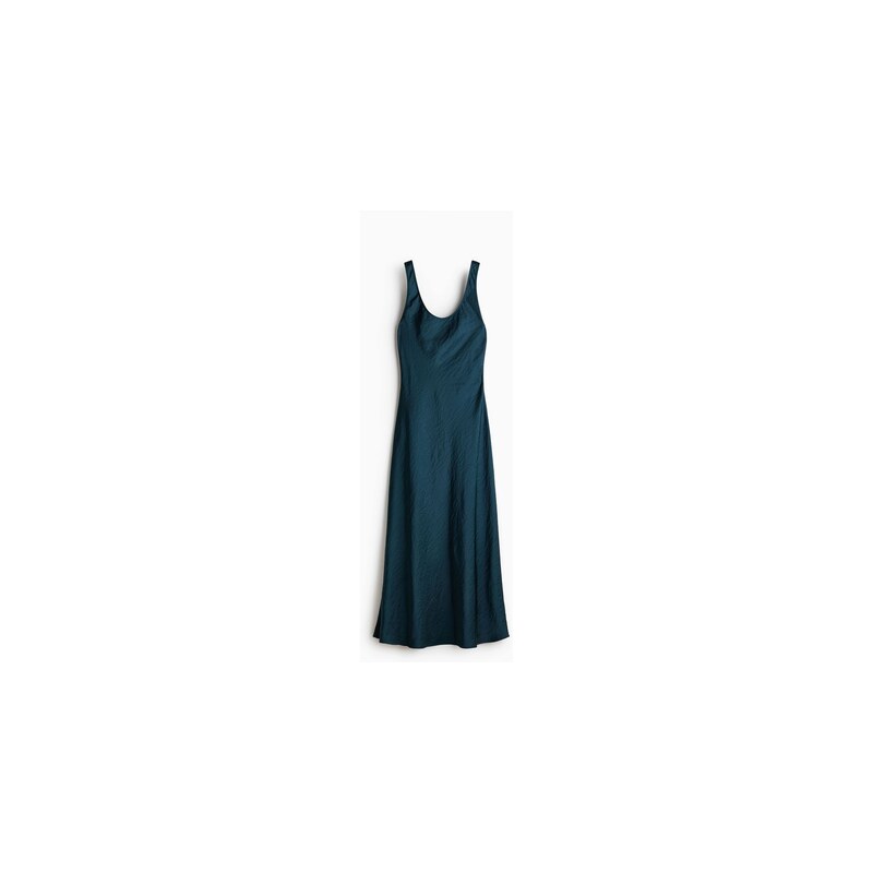 H&M - Saténové šaty slip dress - Tmavě Tyrkysová