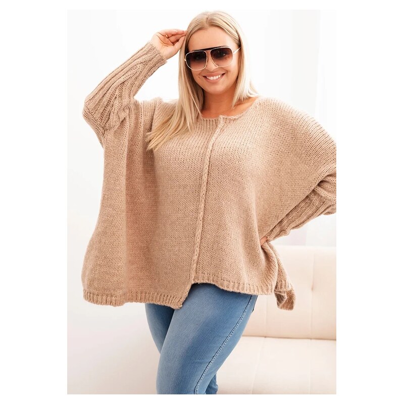 Kesi Włoski Dámský svetr Plus Size z akrylu volného střihu s 3/4