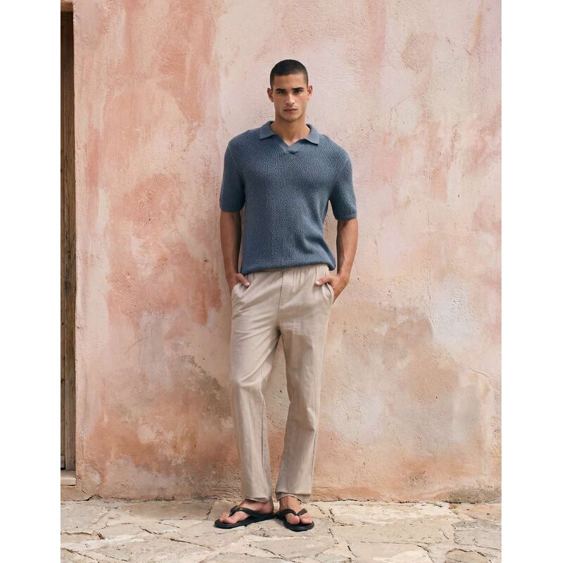 Levis dillon open collar v neck polo jumper in blue