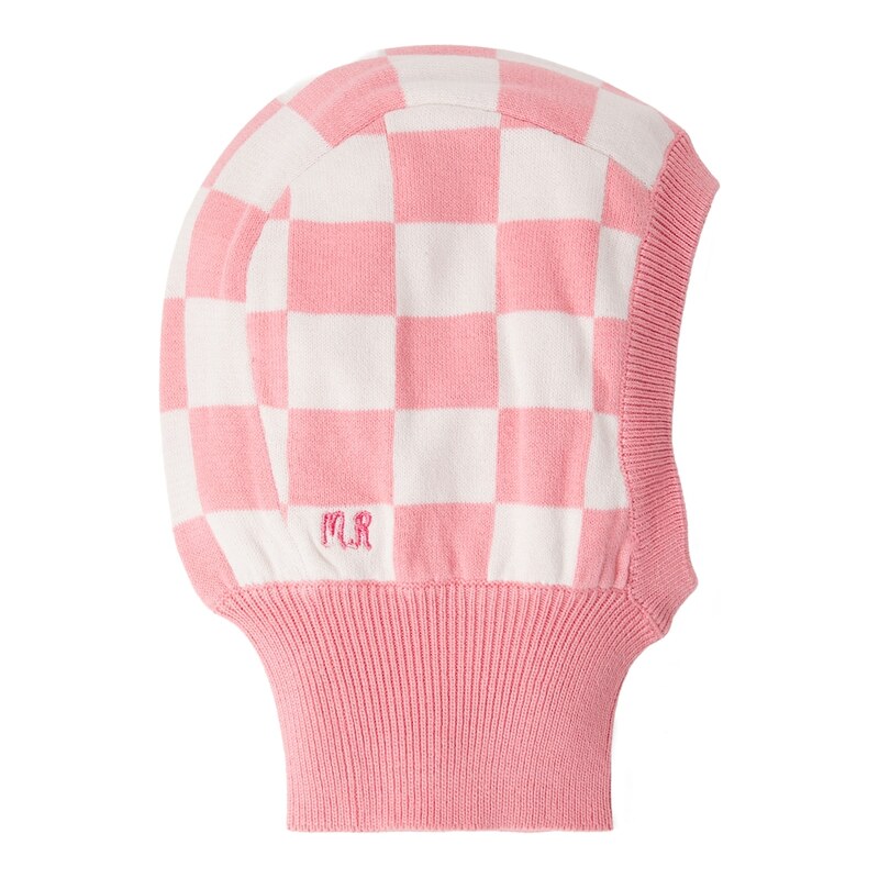 Mini Rodini Checked knitted cotton balaclava