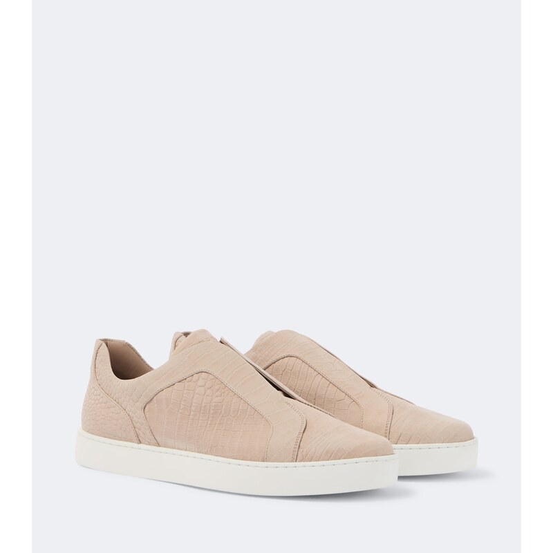 Manolo Blahnik Agilio croc-effect leather slip-on sneakers