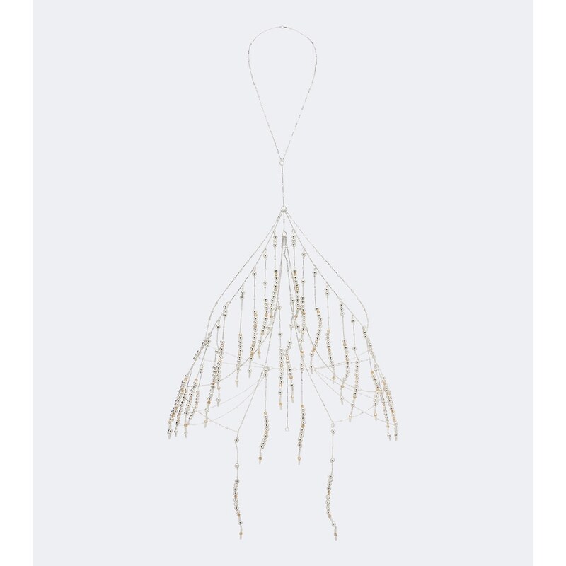 Náhrdelník Rabanne Beaded body chain z kovu, plastu a skla