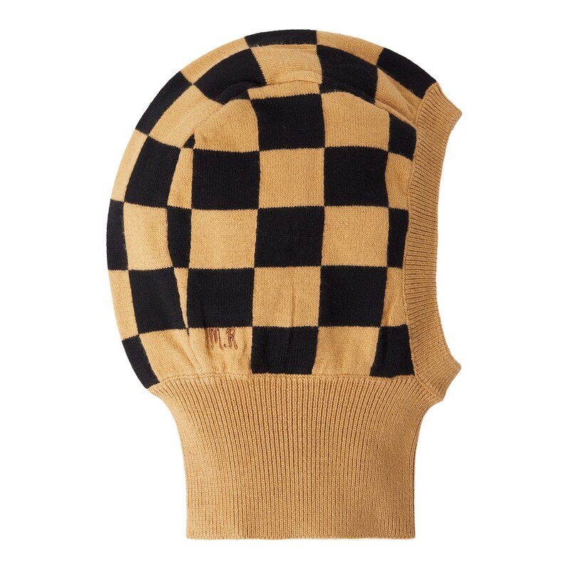 Mini Rodini Checked knitted cotton balaclava